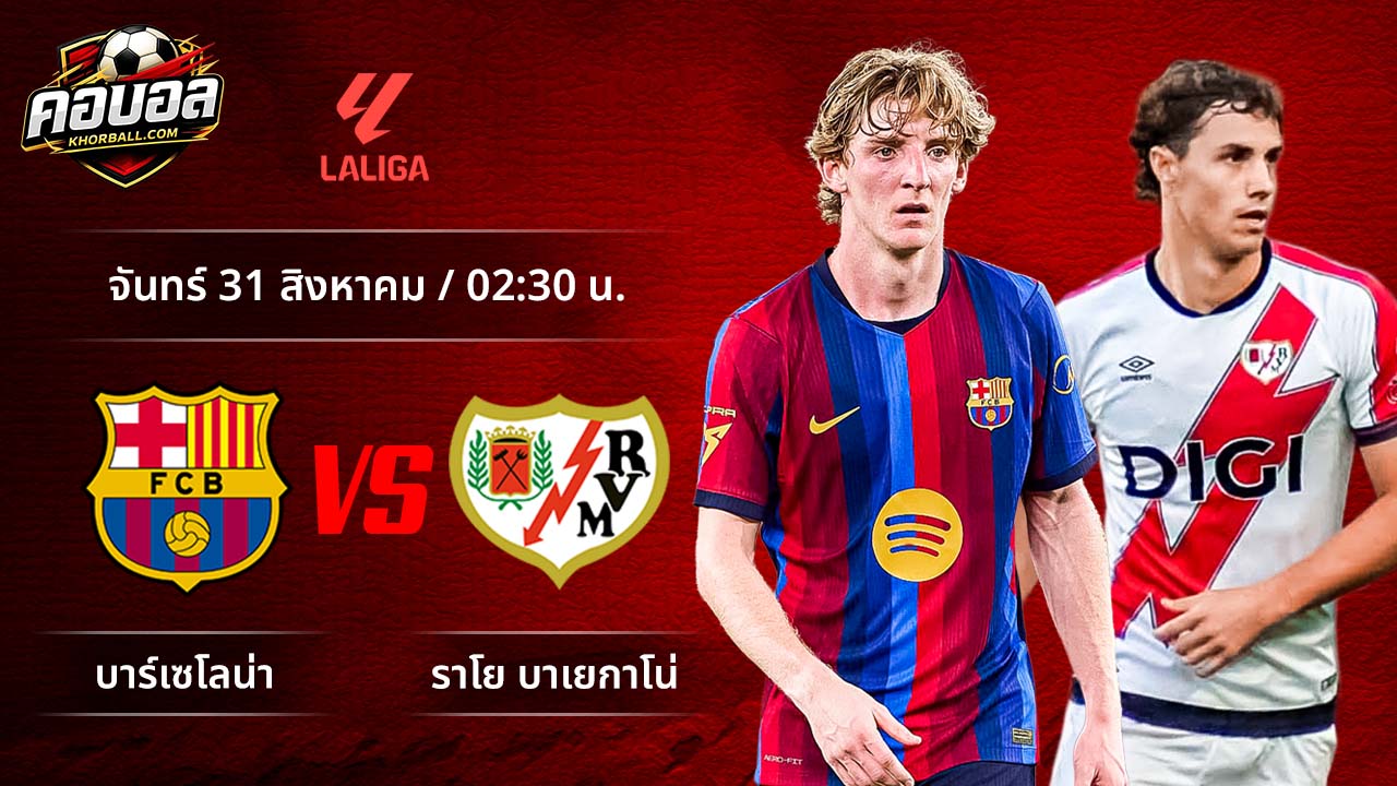 วิเคราะห์ฟุตบอล ลาลีกา สเปน คู่ บาร์เซโลน่า พบ ราโย บาเยกาโน่